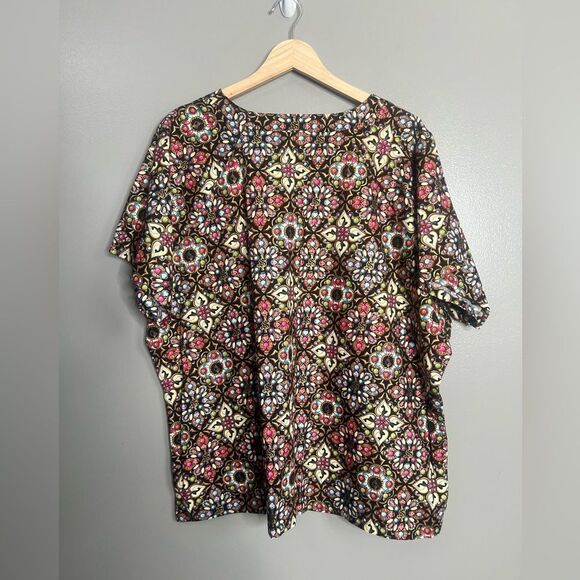 Baby Phat medical scrub top black cat printed short sleeves - Picture 5 of 7